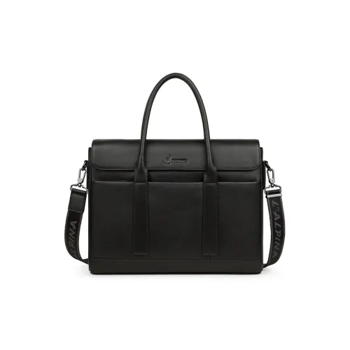 L'ALPINA Cow Leather Laptop Bag, Commute Bag, Handbag, Briefcase Large Size Men's Black