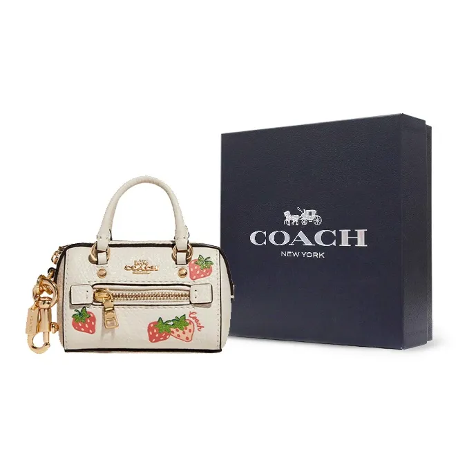 COACH Refined Pebble Leather Bag Accessory Mini Women's White-3