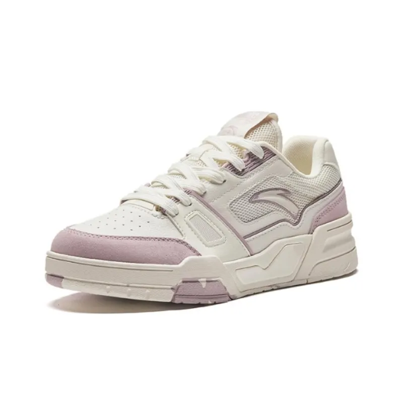 Anta Life Collection Flame Durable Breathable Low Top Skateboard Shoes Women's Beige Purple-1