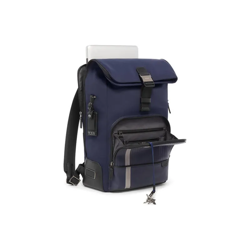 TUMI Nylon With Leather Backpack Men's Marine Blue-1