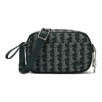 LACOSTE PU Leather Shoulder Bag Crossbody Bag Small Size Women's Emerald Green & Ivory