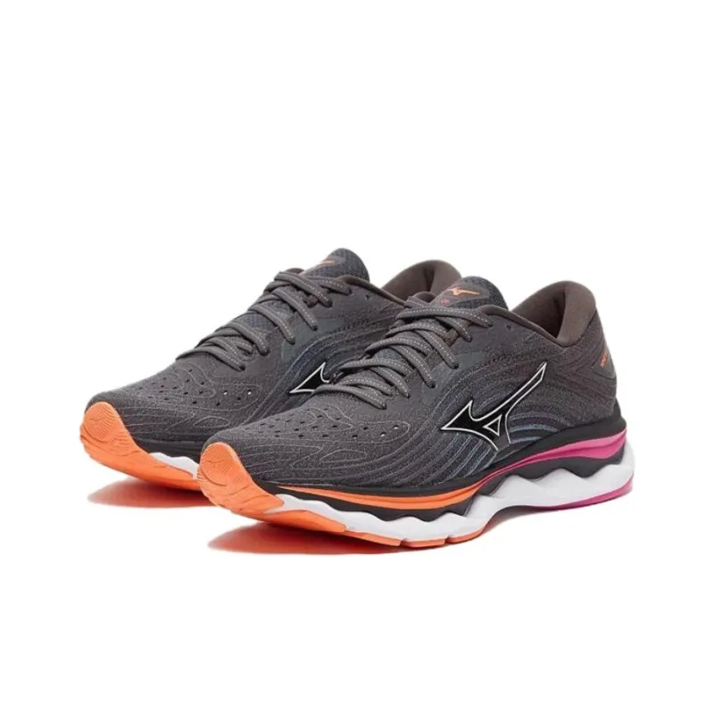 Mizuno Wave Sky 6 Cushioning Low-Top Running Shoes Women's Black Orange-2