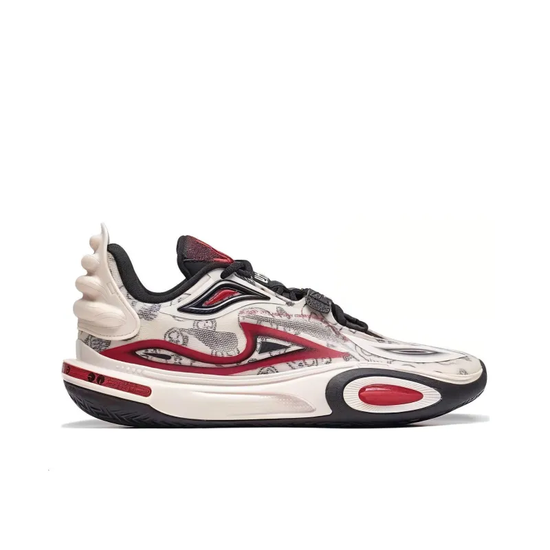 LiNing All City 11 V2 Kids & Youth Cushioning Wear Resistant Low Top Basketball Shoes Unisex Red White-1