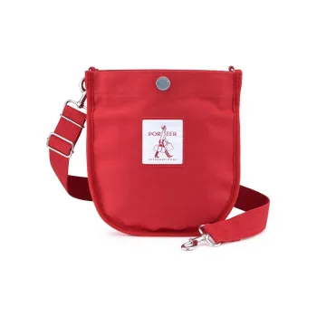 PORTER Plain Weave Canvas Crossbody Canvas Bag Shoulder Bags Unisex Red