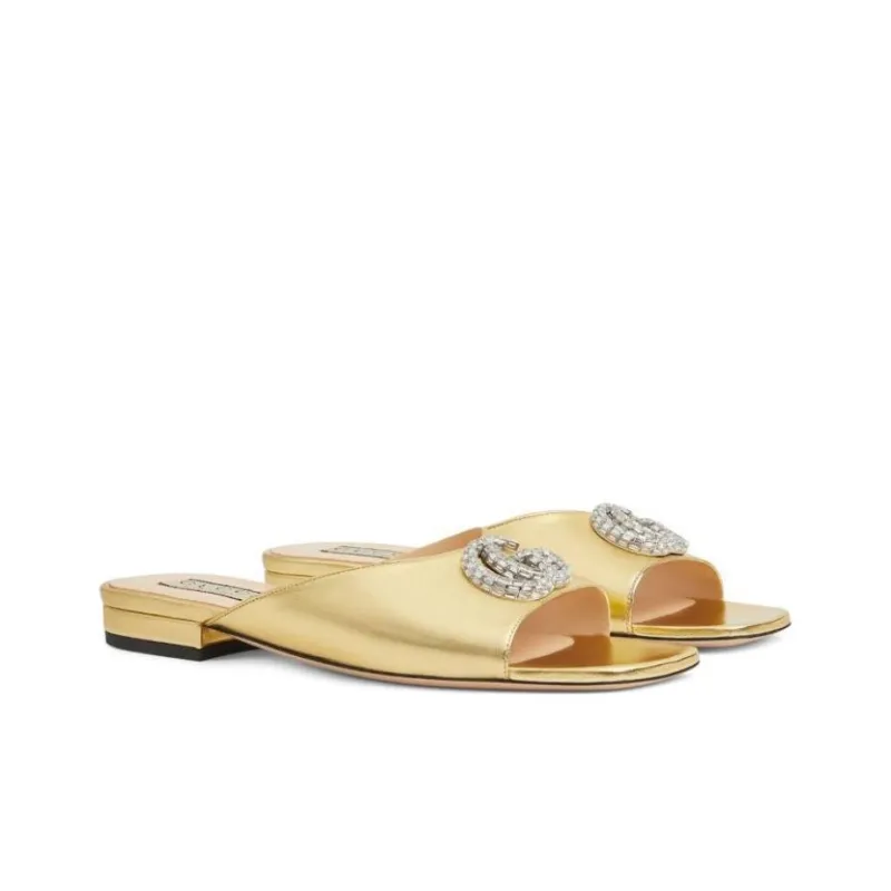 GUCCI Harlow Slide Slippers Women's Gold-1