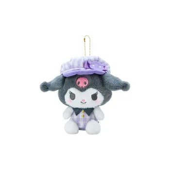 Sanrio Kuromi Colorful Plaid Newsboy Cap Dolls Plush Pendant 16cm High
