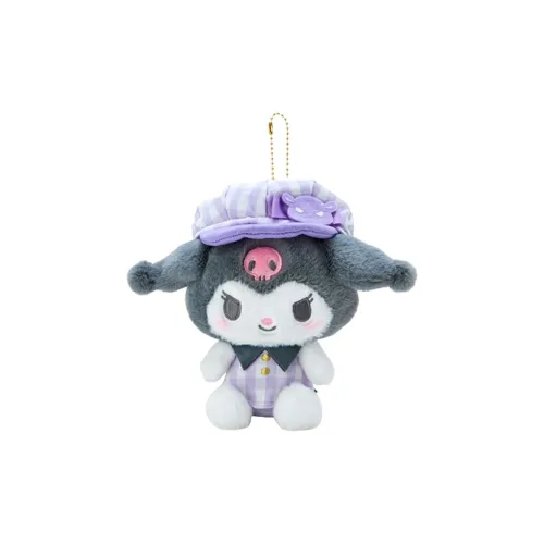 Sanrio Kuromi Colorful Plaid Newsboy Cap Dolls Plush Pendant 16cm High