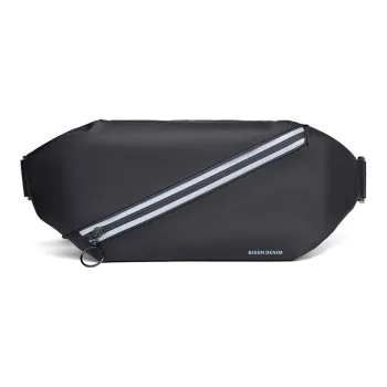 BISON DENIM Synthetic Leather With Polyester Sling Bag Shoulder Bag Crossbody Bag Regular Men's Black