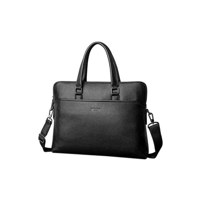 COW Top Grain Cow Leather Laptop Bags Briefcases Large Size Men's Black-8