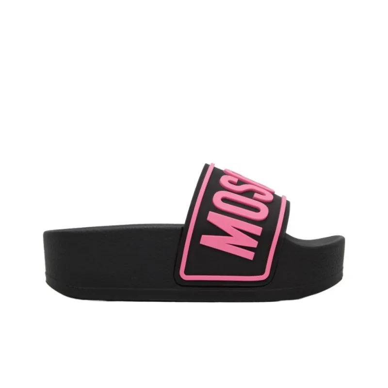 MOSCHINO Slide Slippers 5cm Women's Black-1