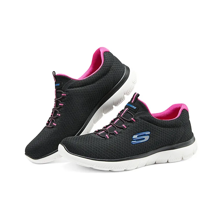 Skechers Summits Cushioning Breathable Low-Top Casual Shoes Women's Black Red-2