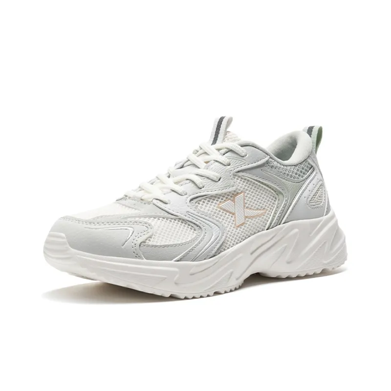 XTEP Slip-Resistant Low-Top Casual Shoes Women's Moonstone Gray/Sail White/Conjugated Green-1