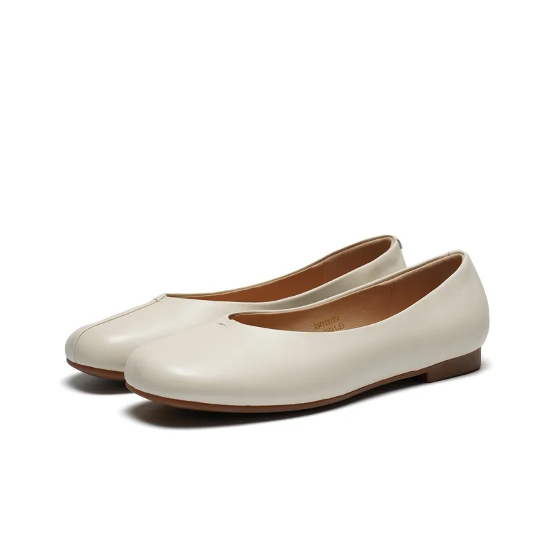 ST&SAT Light Mouth Single Shoe Low Heel Flat Women's Black White 2024 Spring And Summer New Arrival-5