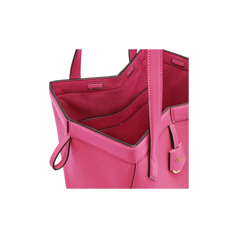FENDI Full Grain Leather Bucket Bags One Shoulder Handbags Medium Size Women's Fuchsia-5