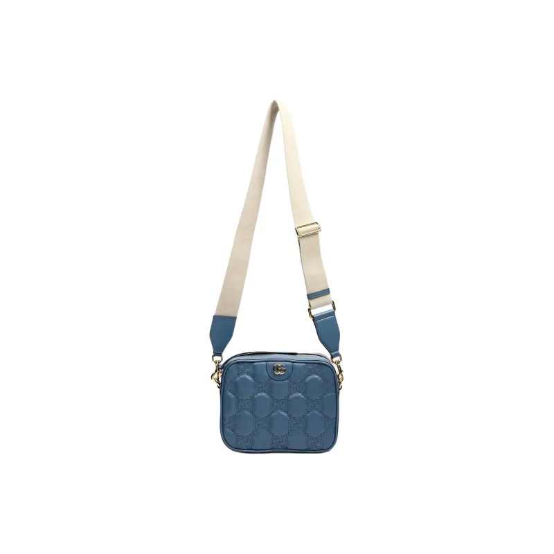 GUCCI Cow Leather Camera Bags Crossbody Bag Shoulder Bag Women's Blue-4