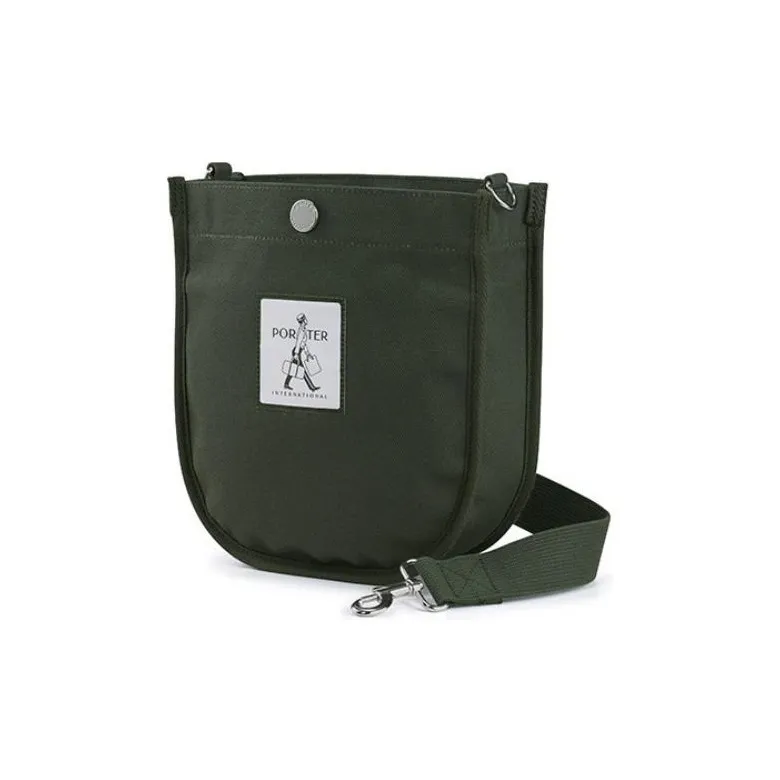 PORTER Plain Weave Canvas One Shoulder Canvas Bag Crossbody Bags Unisex Green-1