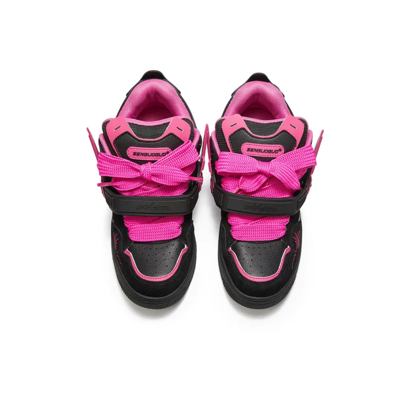 SENGUOGUO Anti Slip And Wear Resistant Height Increasing Low Top Skateboard Shoes Unisex Rose Red-2