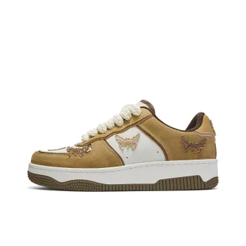 SENGUOGUO Bat Or Butterfly Anti Slip And Wear Resistant Height Increasing Low Top Skateboard Shoes Unisex Brown
