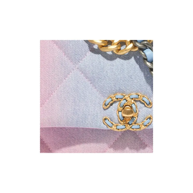 CHANEL Denim Flap Bag, Shoulder Bag, Crossbody Bag Women's Blue & Pink-3
