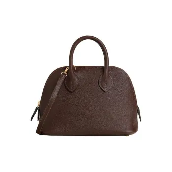 HERMES Bolide Evercolor Calfskin Bowling Bag Handbag Shoulder Bag Crossbody Bag Mini Women's Mocha With Blue Accents