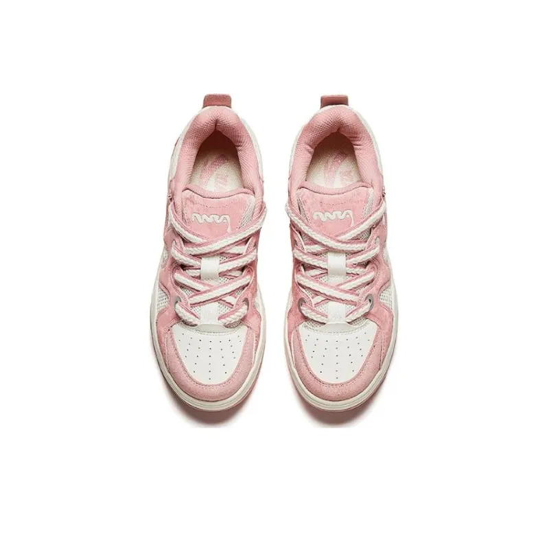 Anta Life Collection Durable Breathable Low Top Skateboard Shoes Women's Pink Beige-2