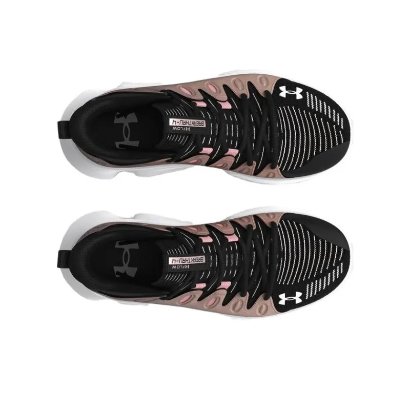Under Armour Flow Breakthru 4 Cushioning, Wear Resistant Mid Top Basketball Shoes Women's Pink Black White-3