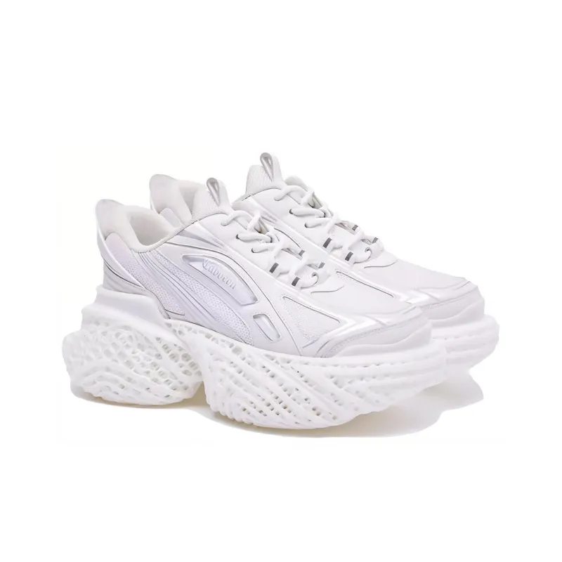 Cabbeen 4D Printing Cushioning Anti-Slip And Wear-Resistant Low-Top Chunky Sneakers Women's White-2
