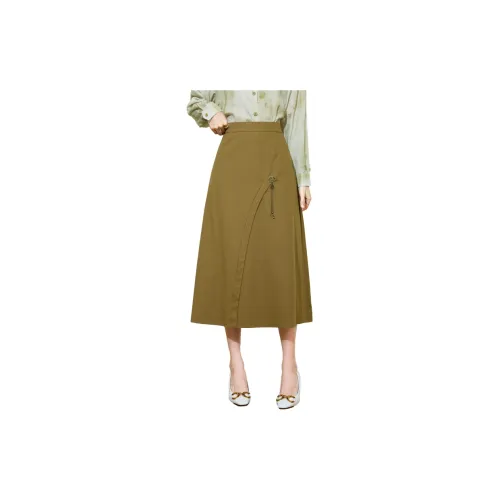 SMEN Casual Long Skirts Women's Khaki