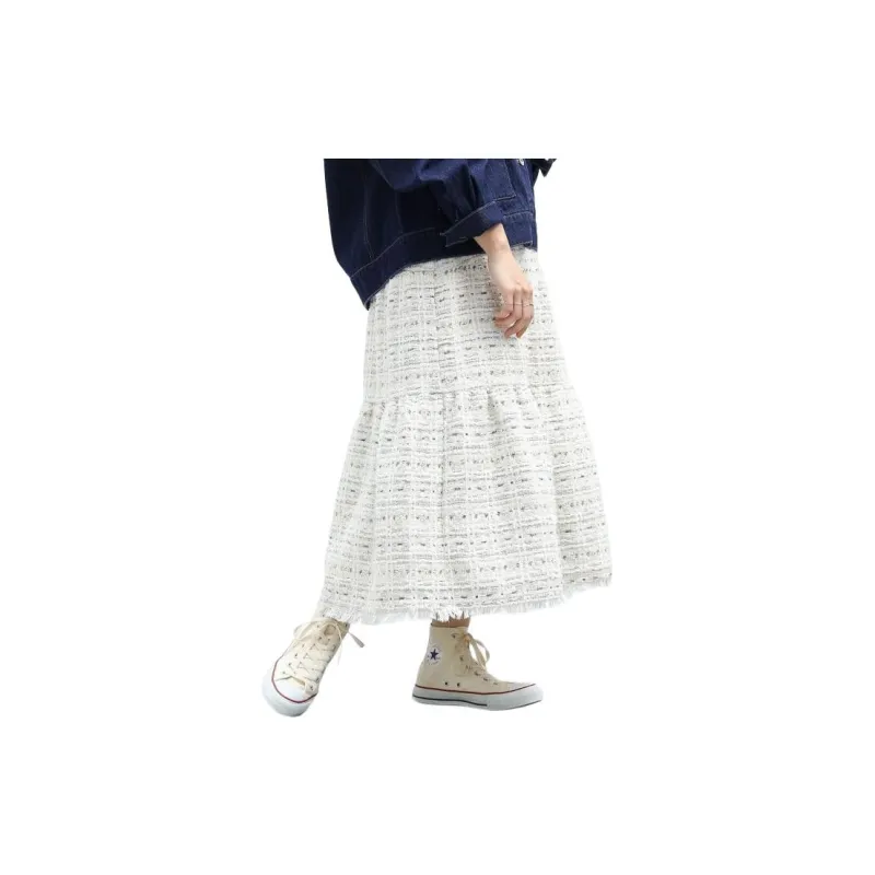 Beams Casual Long Skirt Women's White-1