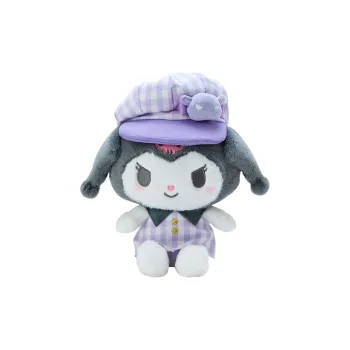 Sanrio Kuromi S Size, Multicolor Checkered Newsboy Cap Dolls Plush Doll 21cm Height