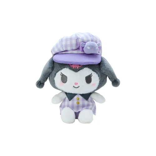 Sanrio Kuromi S Size, Multicolor Checkered Newsboy Cap Dolls Plush Doll 21cm Height
