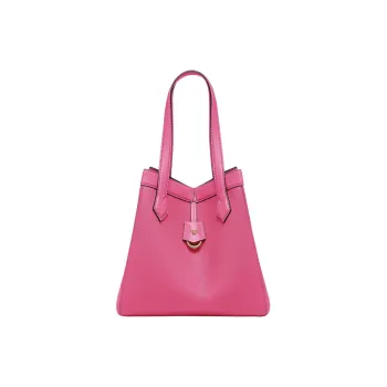 FENDI Full Grain Leather Bucket Bags One Shoulder Handbags Medium Size Women's Fuchsia