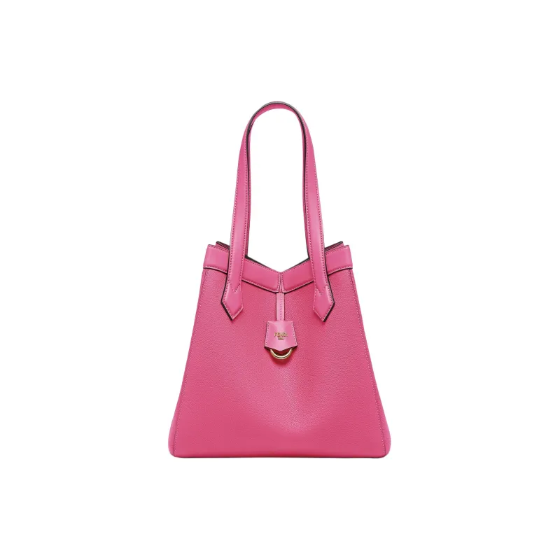 FENDI Full Grain Leather Bucket Bags One Shoulder Handbags Medium Size Women's Fuchsia-0