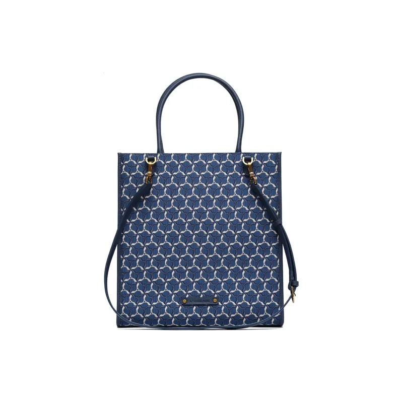 LI NING 1990 Fabric With Leather Tote Bag, Shopping Bag, Handbag, Shoulder Bag Regular Unisex Blue-2