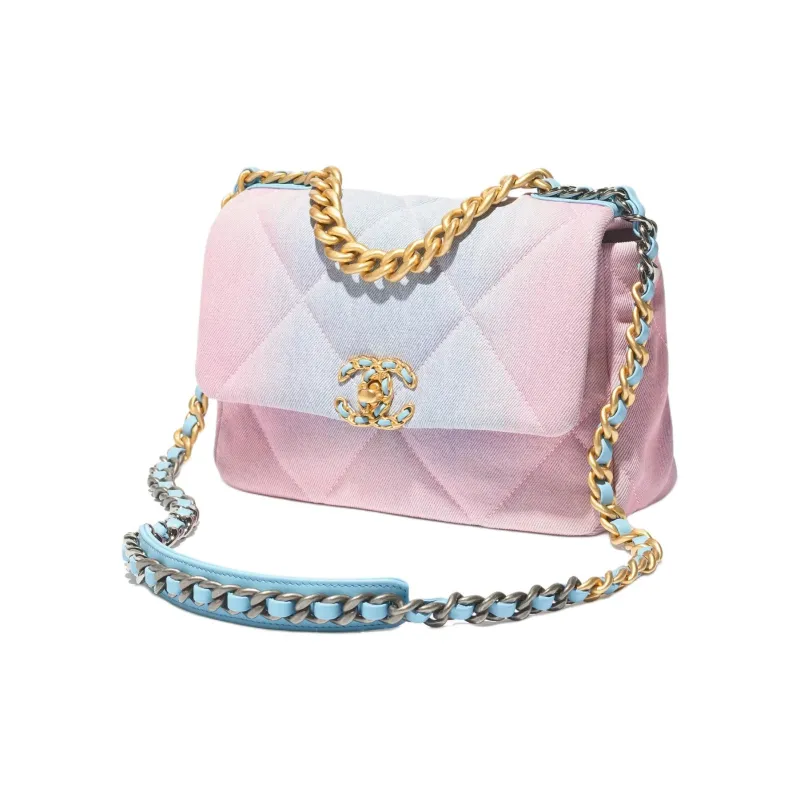 CHANEL Denim Flap Bag, Shoulder Bag, Crossbody Bag Women's Blue & Pink-1
