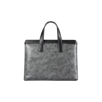 BISON DENIM Top Grain Cow Leather Briefcases Shoulder Bag Crossbody Bag Regular Men's Black
