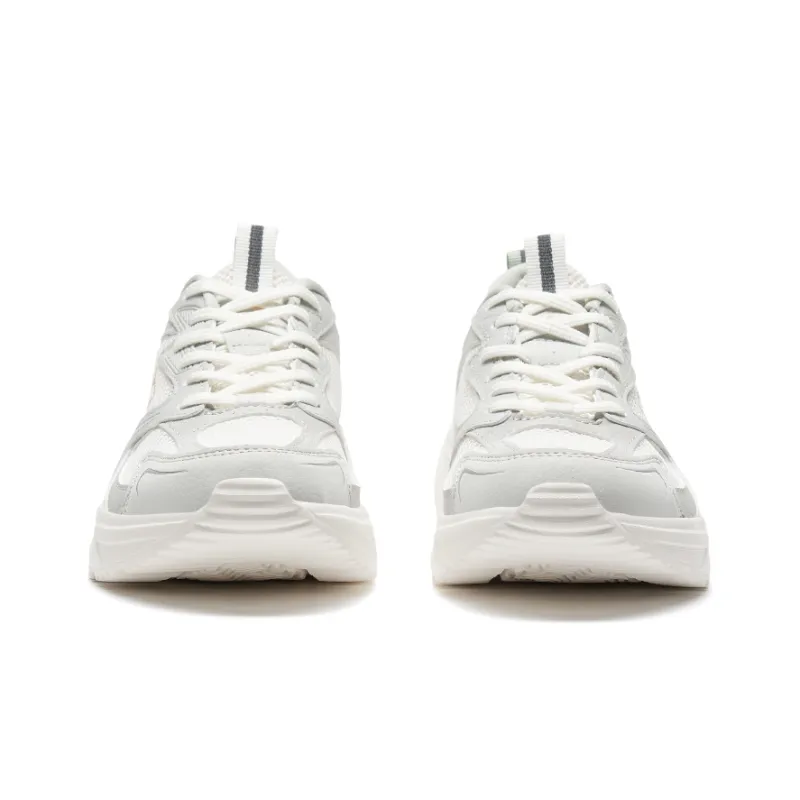 XTEP Slip-Resistant Low-Top Casual Shoes Women's Moonstone Gray/Sail White/Conjugated Green-3