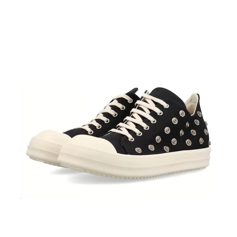 Rick Owens DRKSHDW Low Sneaks Eyelet Black Milk-2