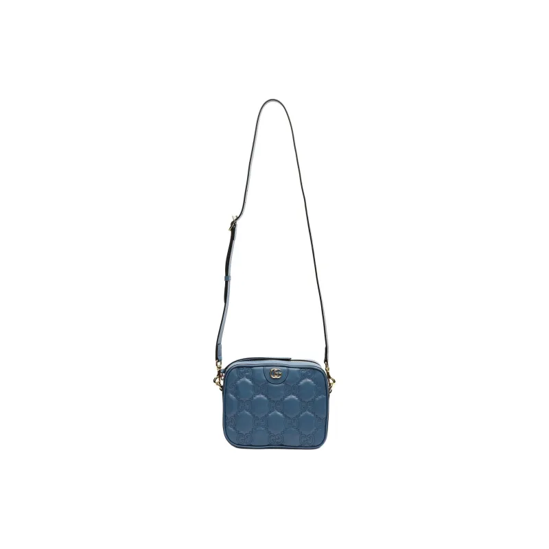GUCCI Cow Leather Camera Bags Crossbody Bag Shoulder Bag Women's Blue-5