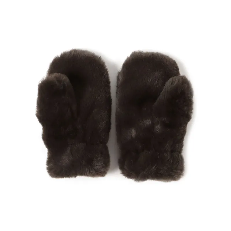 Beams Knit Gloves Kids' Dark Brown-1