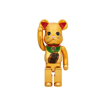 BE@RBRICK Medicom Lucky Cat Good Luck Luminous Gold Plated