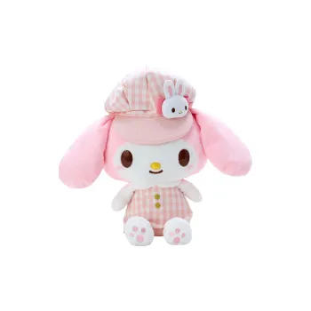Sanrio My Melody M Size, Multicolor Plaid Newsboy Cap Dolls Plush Doll 31cm High