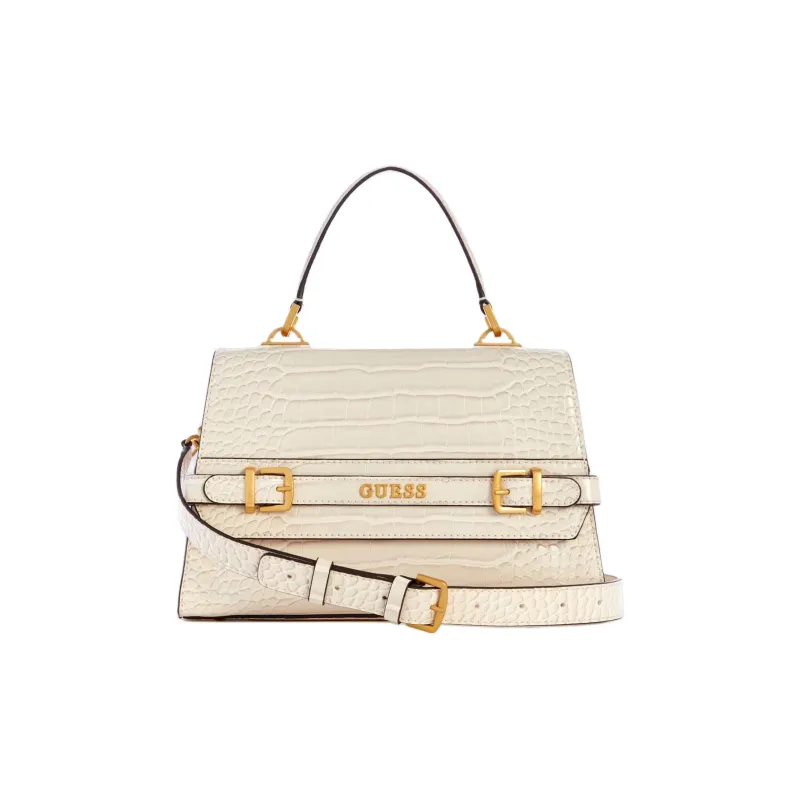 GUESS Crocodile Embossed Artificial Leather Shoulder Bag Crossbody Bag Women's White-0