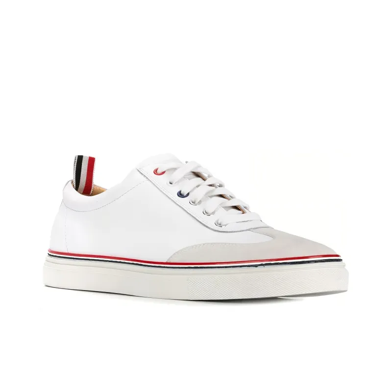 THOM BROWNE Striped Trim Low Top Sneakers-1