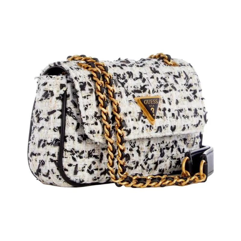 GUESS Brocade With Artificial Leather Open-Top Bag Handbag Shoulder Bag Crossbody Bag Mini Women's Cream Multicolor-1