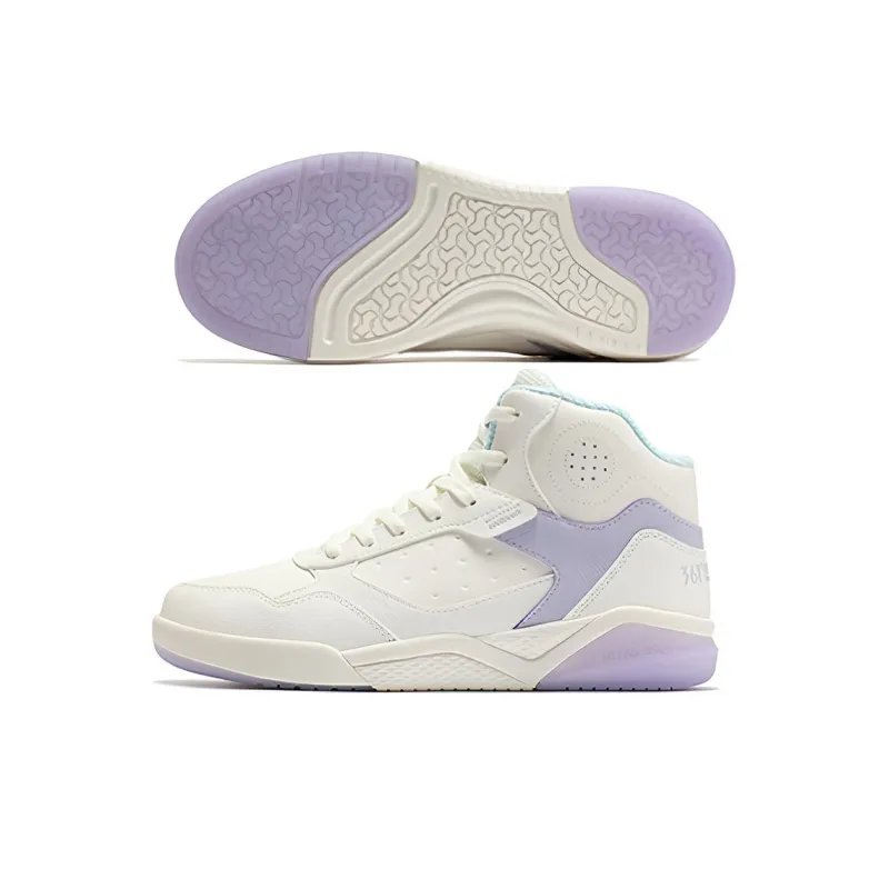 361° Anti Slip And Wear Resistant Breathable High Top Skateboard Shoes Women's White Purple-2