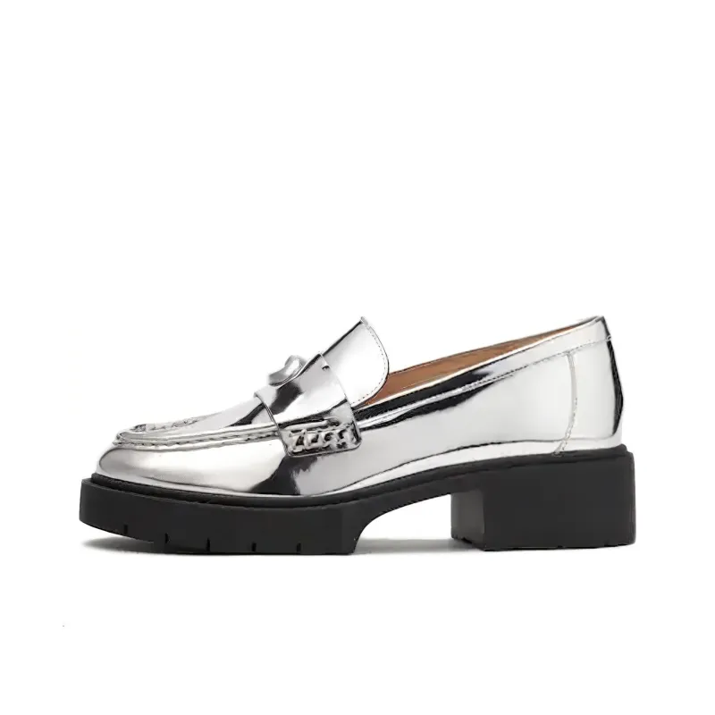 COACH Metallic Loafers Women's Silver-0