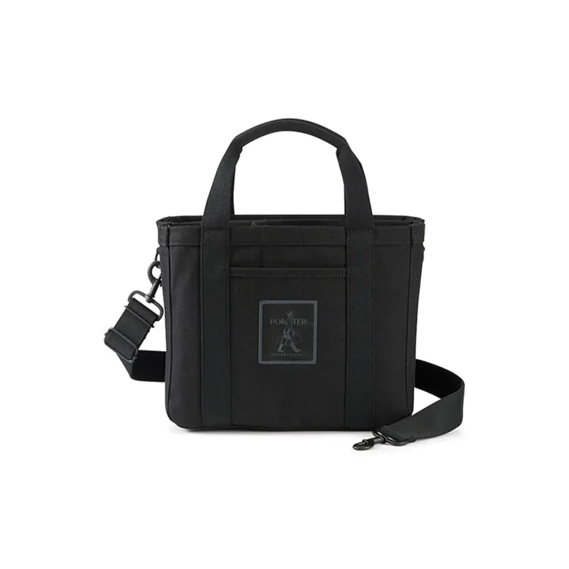 PORTER Heavy Plain Weave Canvas One Shoulder Crossbody Canvas Bag Handbag Unisex Black-0