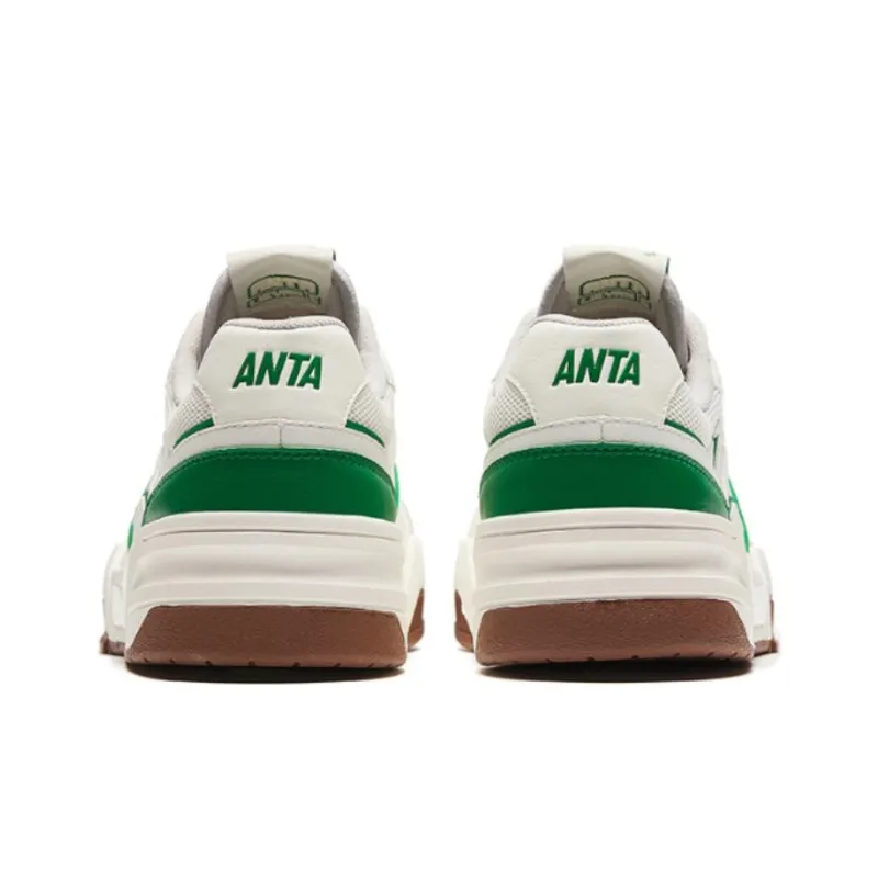 Anta Flame 5 Wear Resistant Low Top Skateboard Shoes Men's White Green-3