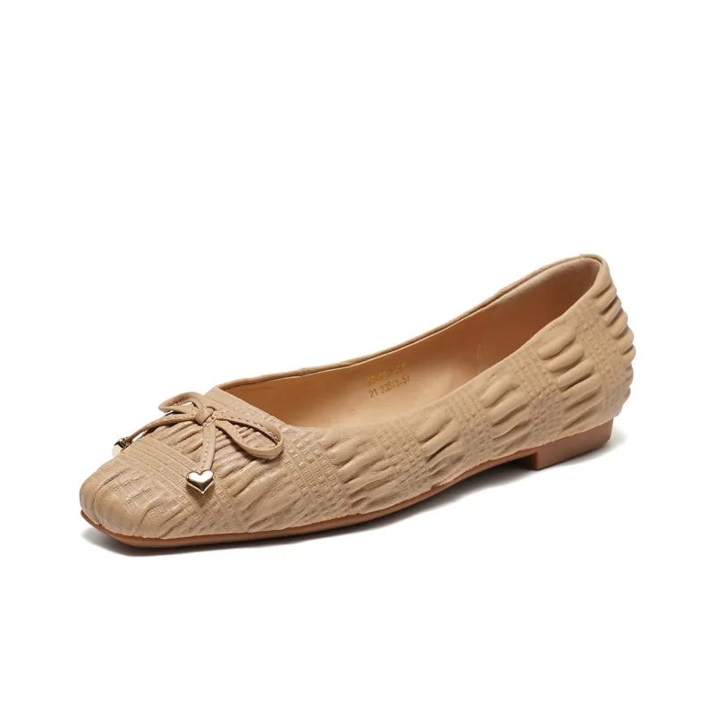 ST&SAT Light Mouth Single Shoe Flat Women's Black White-9